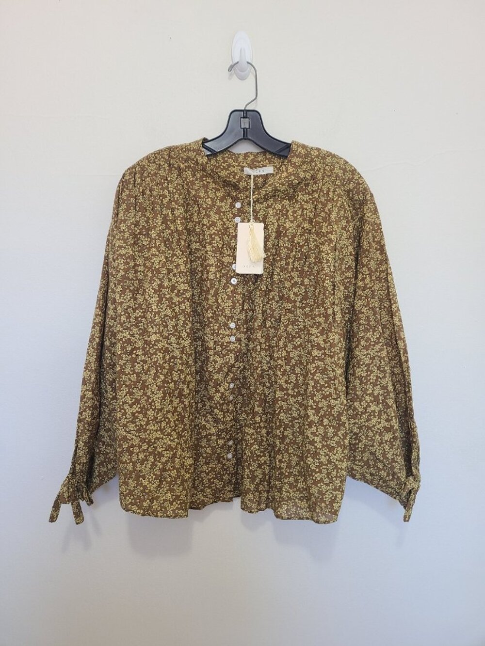 NWT Doen O'Keffe Blouse Gold Winter Meadow Women's  Blouse size XXL
